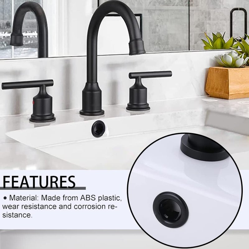 SKYPIA 4 Pcs Sink Overflow Ring Set Bathroom Accessary Kitchen Bathroom Sink Basin Overflow Cover Vanity Sink Overflow Cover (Black) - Image 4